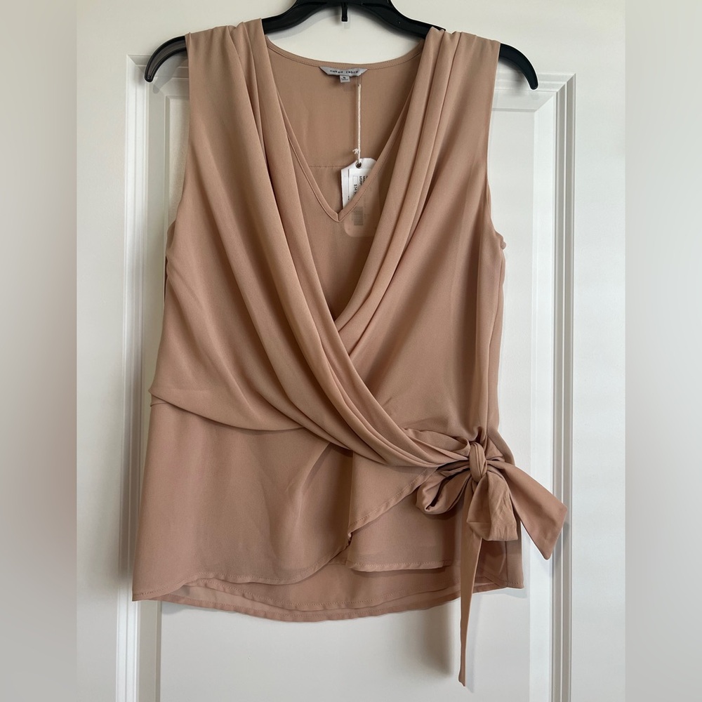 Naked Zebra Tan Wrap Blouse